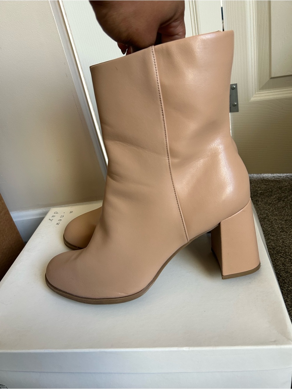 a new day Taupe Block Heel Ankle Boots